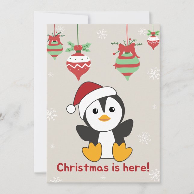Cartes Pour Fêtes Annuelles Pengouin Noël Neige Hiver Animaux Manchots Hol (Devant)