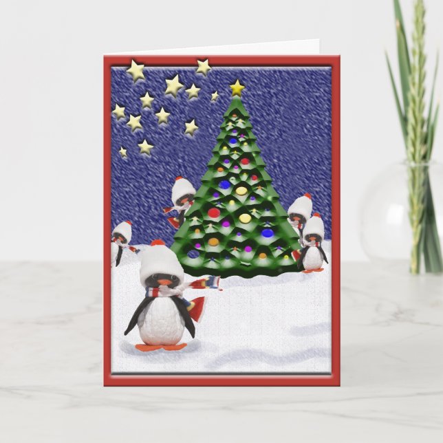 Cartes Pour Fêtes Annuelles Penguin Christmas Paradise Art Custom (Devant)