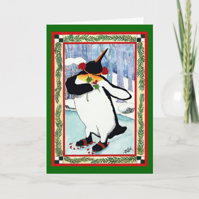 CARTES POUR FÊTES ANNUELLES PENGUIN DANS L'AMOUR (Devant)