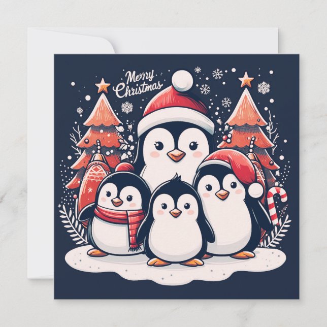 Cartes Pour Fêtes Annuelles Penguin de Noël par Rp (Devant)