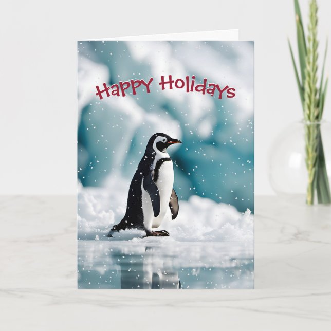Cartes Pour Fêtes Annuelles Penguin de Noël sur Iceberg (Devant)