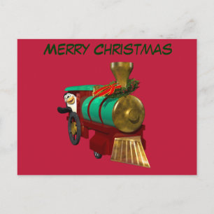 Cartes Pour Fêtes Annuelles Penguin et train de Noël