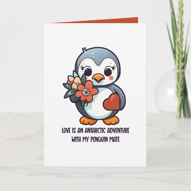Cartes Pour Fêtes Annuelles Penguin Love Valentine's Day Card (Devant)