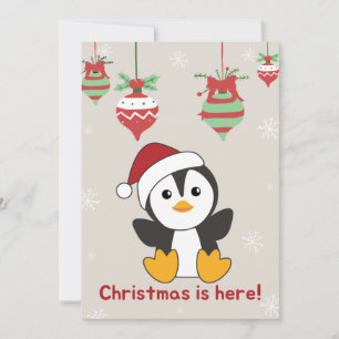 Cartes Pour Fêtes Annuelles Penguin Noël Neige Animaux d'hiver Manchots Hol