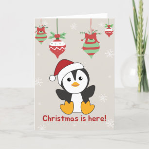 Cartes Pour Fêtes Annuelles Penguin Noël Neige Animaux d'hiver Manchots Hol