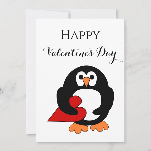 Cartes Pour Fêtes Annuelles Penguin Saint Valentin Coeur (Devant)