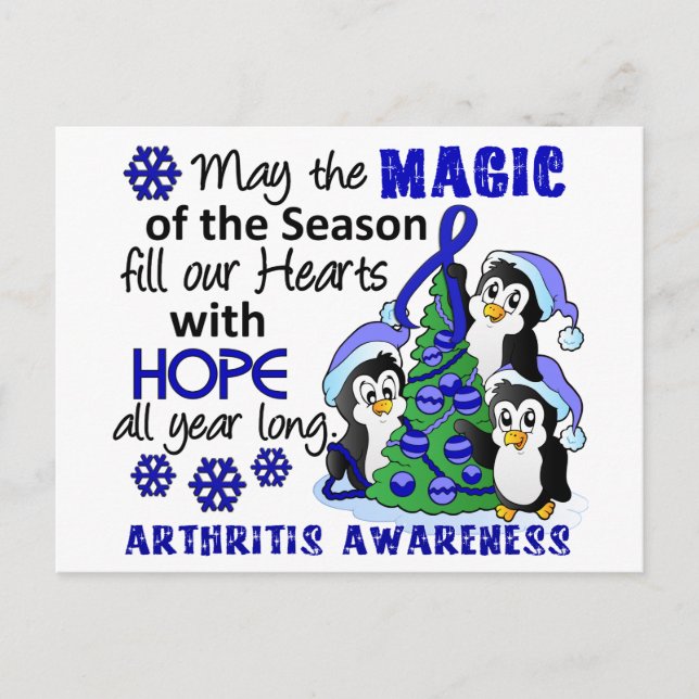 Cartes Pour Fêtes Annuelles Penguins de Noël Arthrite (Devant)