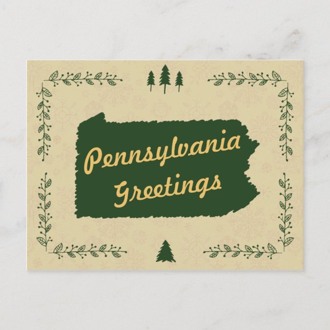 Cartes Pour Fêtes Annuelles Pennsylvanie State Christmas Holiday Greys (Devant)