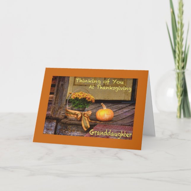 Cartes Pour Fêtes Annuelles Pensez à vous à Thanksgiving Grandgirl Card (Devant)