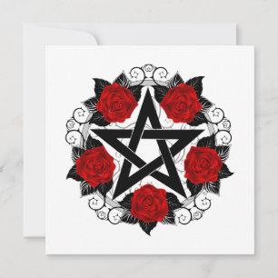 Cartes Pour Fêtes Annuelles Pentagramme aux roses rouges