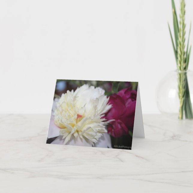 Cartes Pour Fêtes Annuelles Peonies blanches avec fleurs rouges pour la Fête d (Devant)