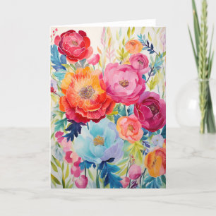 Cartes Pour Fêtes Annuelles Peony Bouquet Bloom Art Abstrait