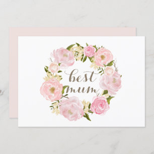 Cartes Pour Fêtes Annuelles Peony rose Wreath meilleure maman Joyeuse fête des