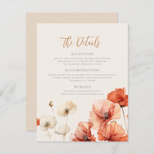 Cartes Pour Fêtes Annuelles Pépites et Fleurs sauvages Les détails Mariage (Devant / Derrière)