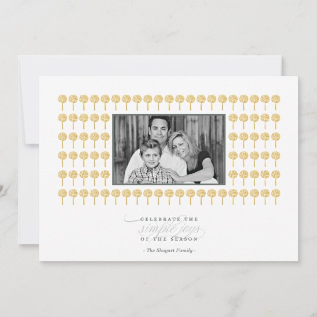 Cartes Pour Fêtes Annuelles Peppermint 24KT Pattern Holiday Photo Card (Devant)