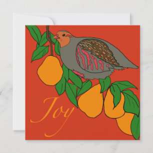 Cartes Pour Fêtes Annuelles Perdrix & Poires Joie !