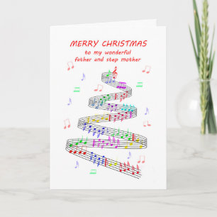 Cartes Pour Fêtes Annuelles Père et étape Feuille mère Musique Noël