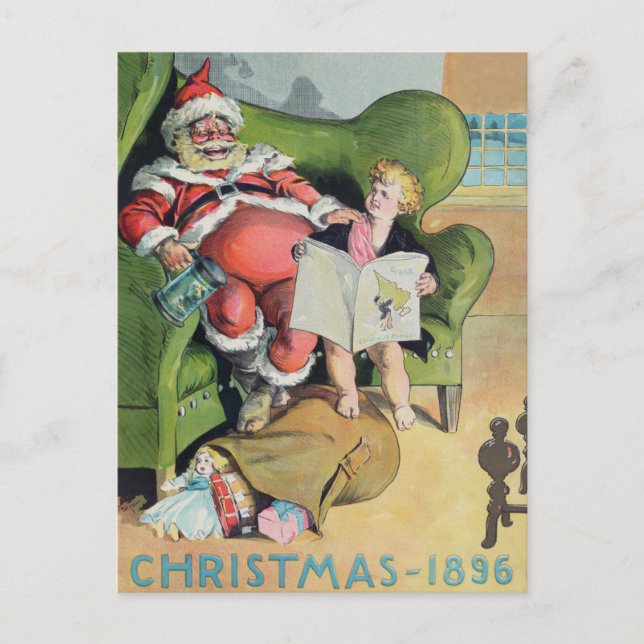 Cartes Pour Fêtes Annuelles Père Noël 1896 (Devant)