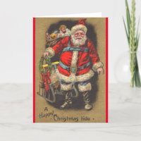 Père Noël 1915 avec son traîneau et ses jouets