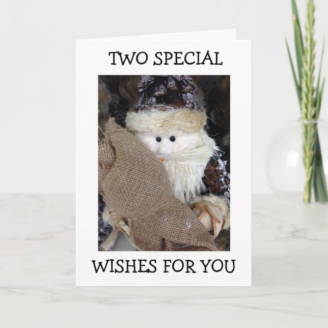 CARTES POUR FÊTES ANNUELLES PÈRE NOËL A 2 SOUHAITS SPÉCIAUX POUR VOUS (Devant)