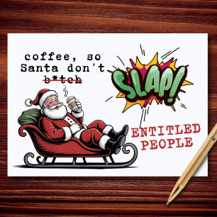 Cartes Pour Fêtes Annuelles Père Noël a besoin de café avant de craquer