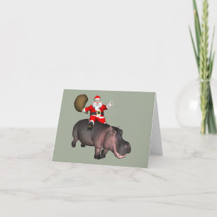 Cartes Pour Fêtes Annuelles père Noël À cheval Sur Hippo