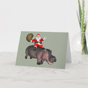 Cartes Pour Fêtes Annuelles père Noël À cheval Sur Hippo