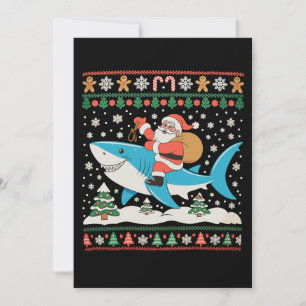 Cartes Pour Fêtes Annuelles Père Noël à cheval sur un requin Noël hideux Xmas