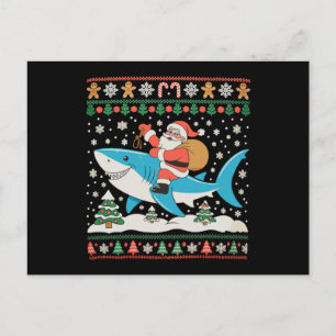 Cartes Pour Fêtes Annuelles Père Noël à cheval sur un requin Noël hideux Xmas