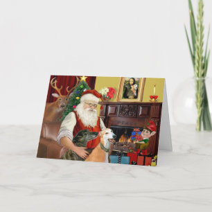 Cartes Pour Fêtes Annuelles père Noël à la maison Greyhounds (deux)