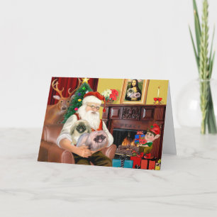 Cartes Pour Fêtes Annuelles Père Noël à la maison - Pekingese (R) - Père Noël