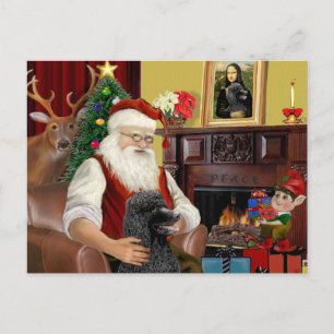 Cartes Pour Fêtes Annuelles Père Noël à la maison - Poodle (noir standard)