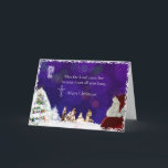 Cartes Pour Fêtes Annuelles père Noël à la Nativité<br><div class="desc">père Noël regarde la crèche. Combinaison unique de la Nativité traditionnelle et d'une scène de Noël avec Père Noël et un sapin de Noël.</div>