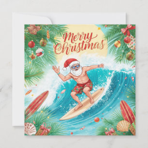 Cartes Pour Fêtes Annuelles PÈRE NOËL à la plage d'Hawaï pour Noël