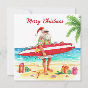 Cartes Pour Fêtes Annuelles PÈRE NOËL à la plage d'Hawaï pour Noël