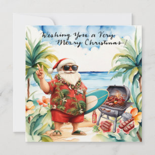 Cartes Pour Fêtes Annuelles PÈRE NOËL à la plage d'Hawaii pour Noël