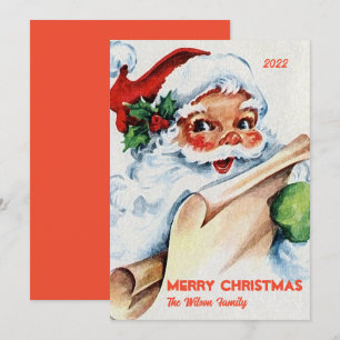 Cartes Pour Fêtes Annuelles Père Noël à l'ancienne Joyeux Noël personnalisé