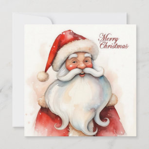 Cartes Pour Fêtes Annuelles Père Noël à l'aquarelle vintage tendance non photo