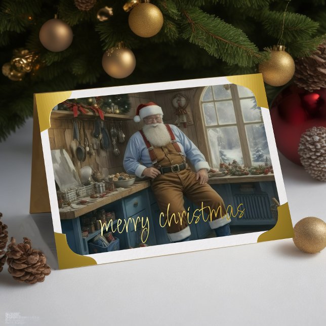 Cartes Pour Fêtes Annuelles Père Noël à l'atelier bleu (Créateur téléchargé)