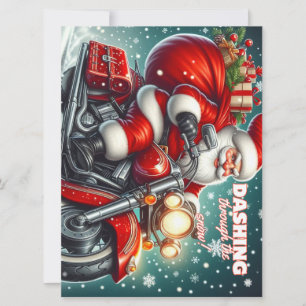Cartes Pour Fêtes Annuelles Père Noël à moto