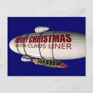 Cartes Pour Fêtes Annuelles Père Noël À Zeppelin