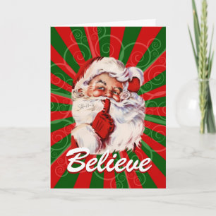 Cartes Pour Fêtes Annuelles Père Noël adorable Croyez Noël Personnalisé