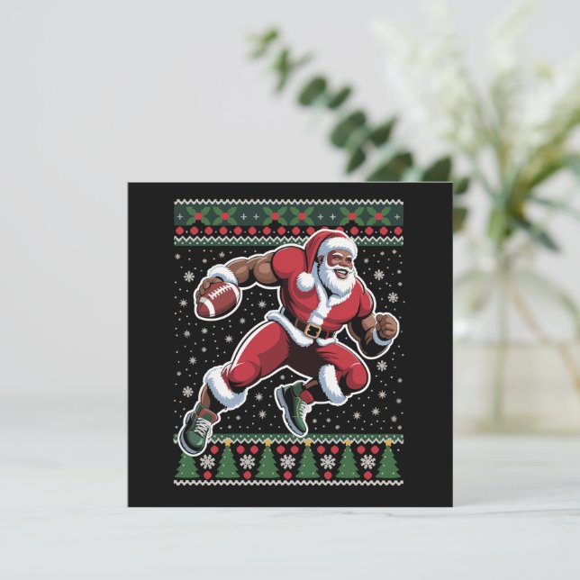 Cartes Pour Fêtes Annuelles Père Noël afro-américain Football Noël dégueulasse (Debout devant)