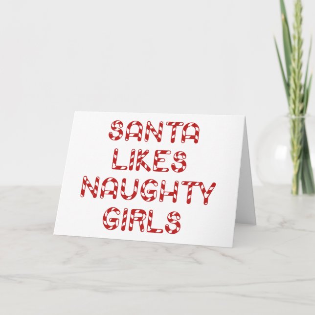 Cartes Pour Fêtes Annuelles Père Noël aime les filles coquines (Devant)