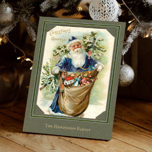 Cartes Pour Fêtes Annuelles Père Noël ancien avec des cadeaux
