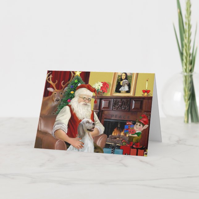 Cartes Pour Fêtes Annuelles Père Noël Anglais Setter (Devant)