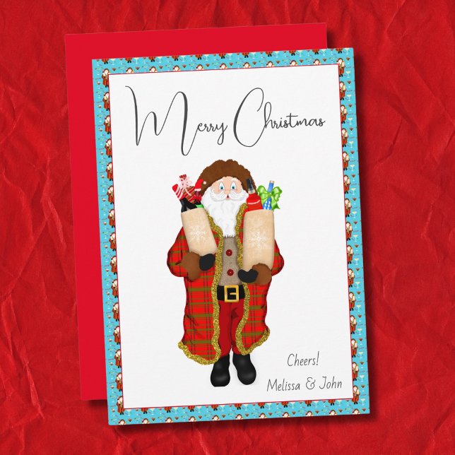 Cartes Pour Fêtes Annuelles Père Noël apportant le spiritueux de Noël  (Créateur téléchargé)