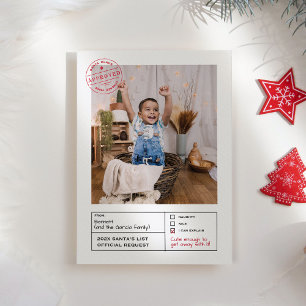 Cartes Pour Fêtes Annuelles Père Noël Approuvée Naughty ou Nice