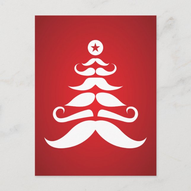 Cartes Pour Fêtes Annuelles Père Noël Arbre de Noël Moustache (Devant)