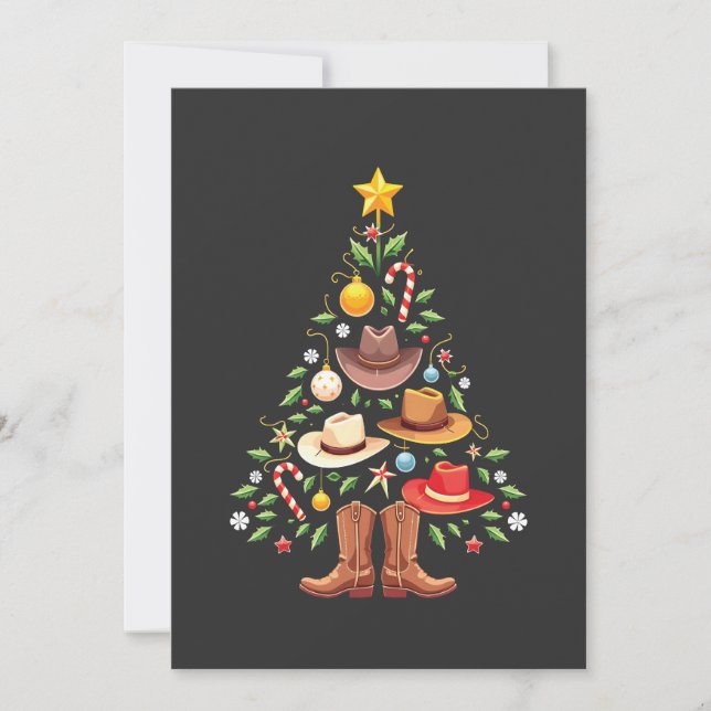 Cartes Pour Fêtes Annuelles Père Noël arbre de Noël Western Cowboy  (Devant)